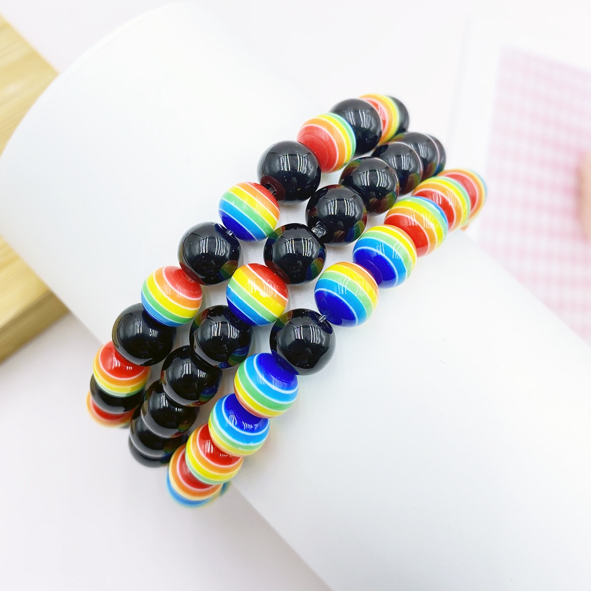 Rainbow Beads Fashionable Bracelets Pride Month Couple Bracelets
